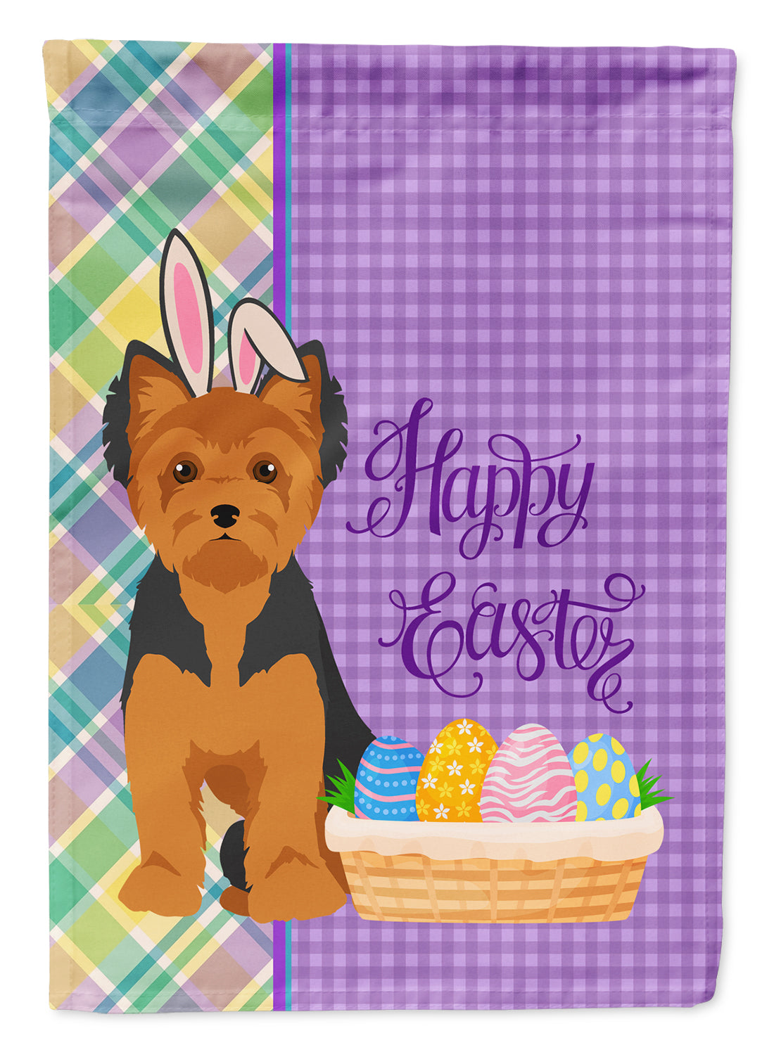 Buy this Black and Tan Puppy Cut Yorkshire Terrier Easter Garden Flag