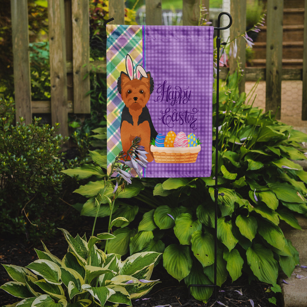 Black and Tan Puppy Cut Yorkshire Terrier Easter Garden Flag