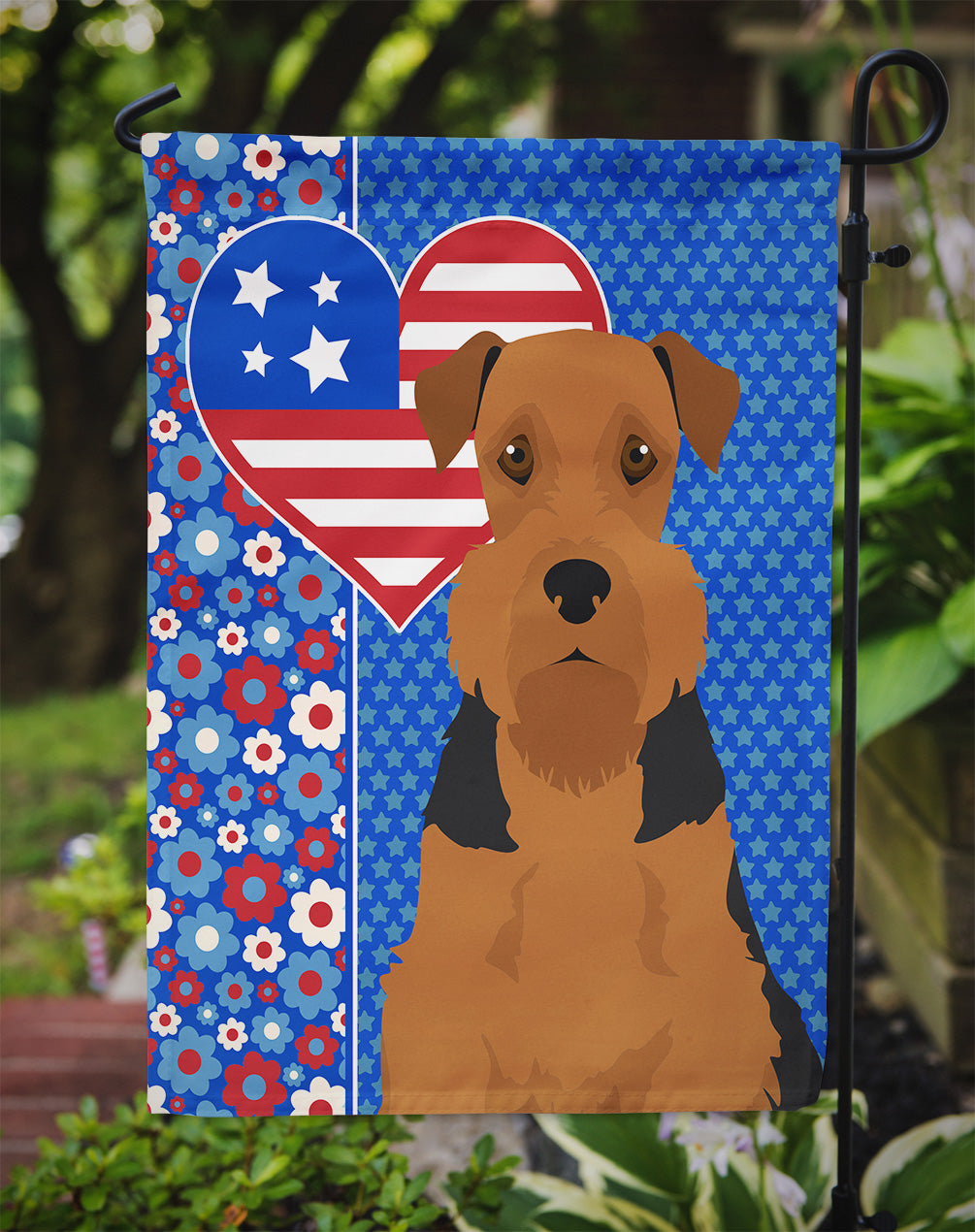 Black and Tan Airedale Terrier USA American Garden Flag