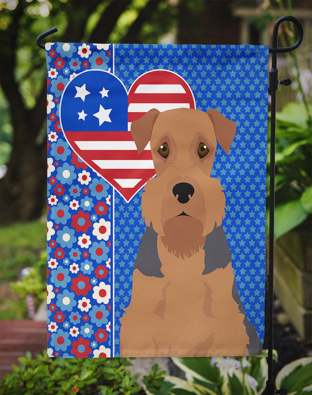 Grizzle and Tan Airedale Terrier USA American Garden Flag