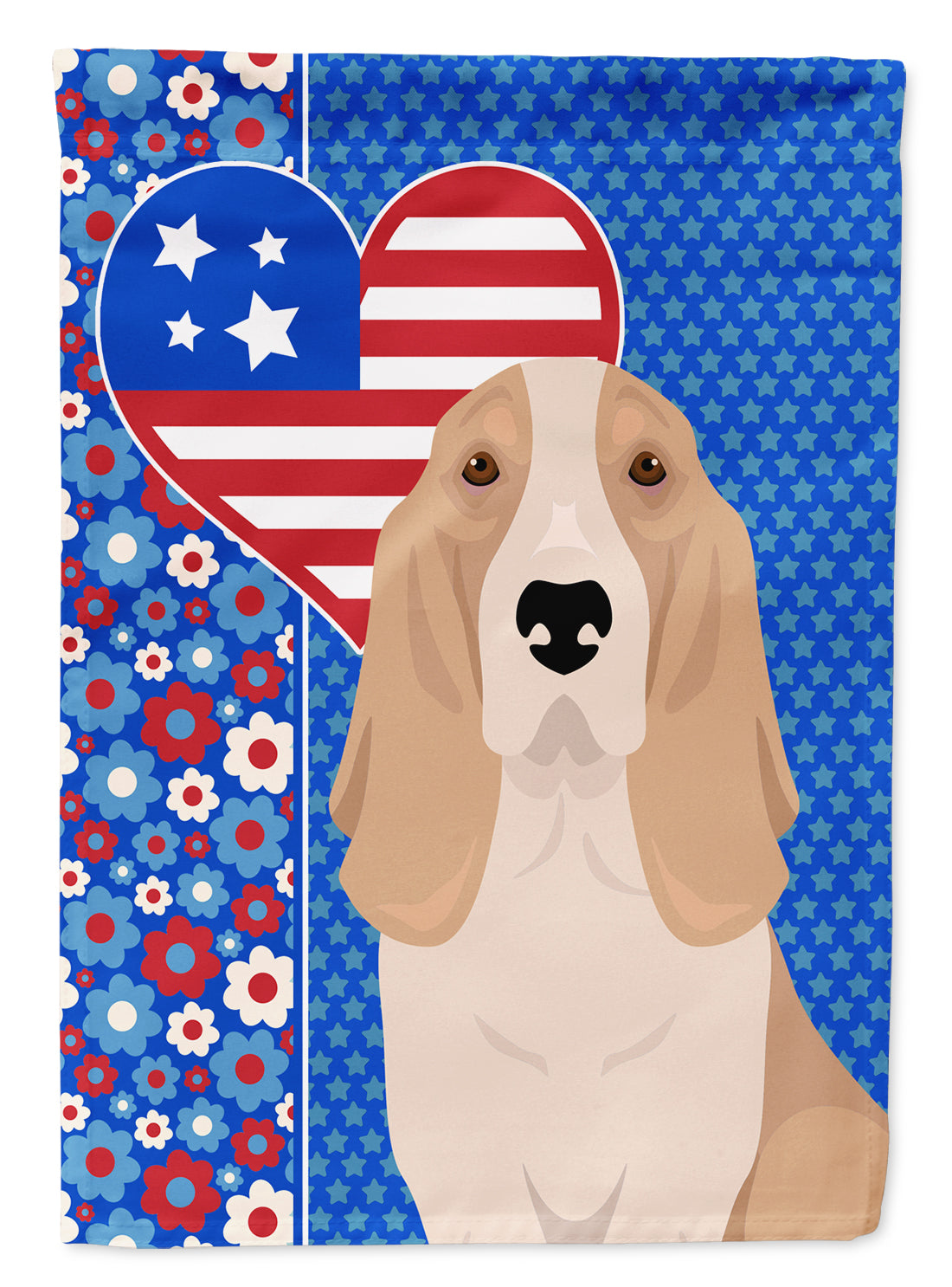 Buy this Lemon and White Tricolor Basset Hound USA American House Flag