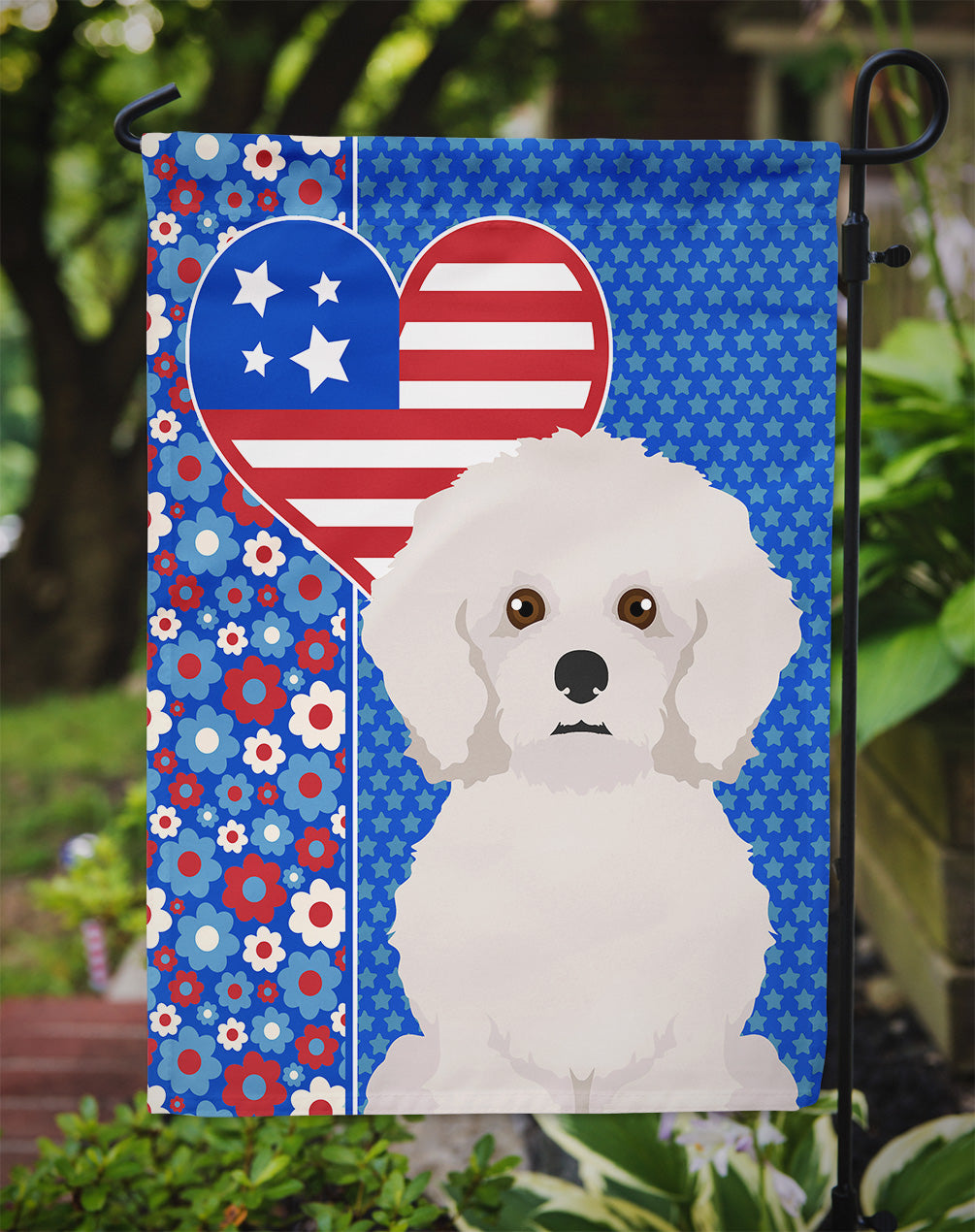 Bichon Frise USA American Garden Flag