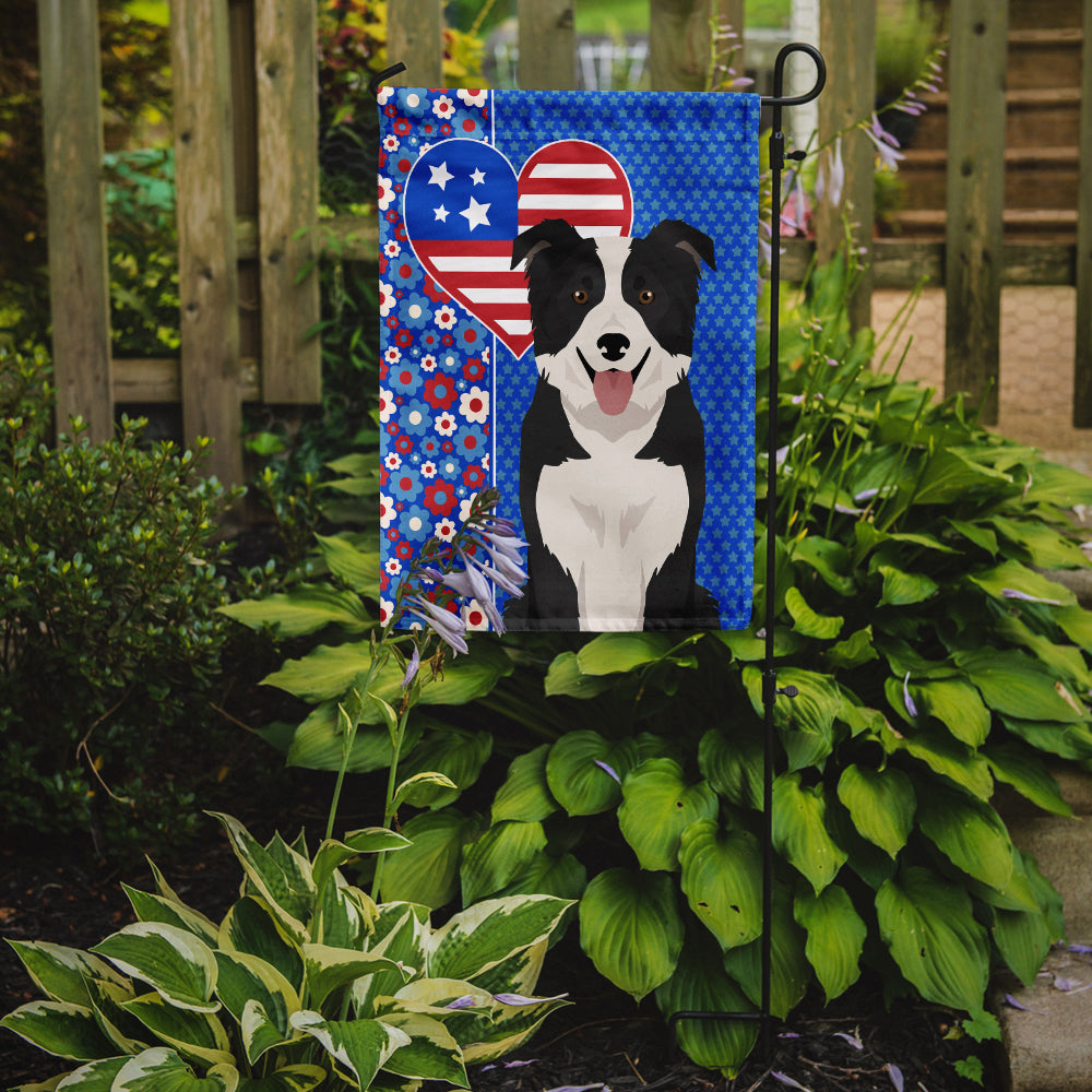 Black and White Border Collie USA American Garden Flag