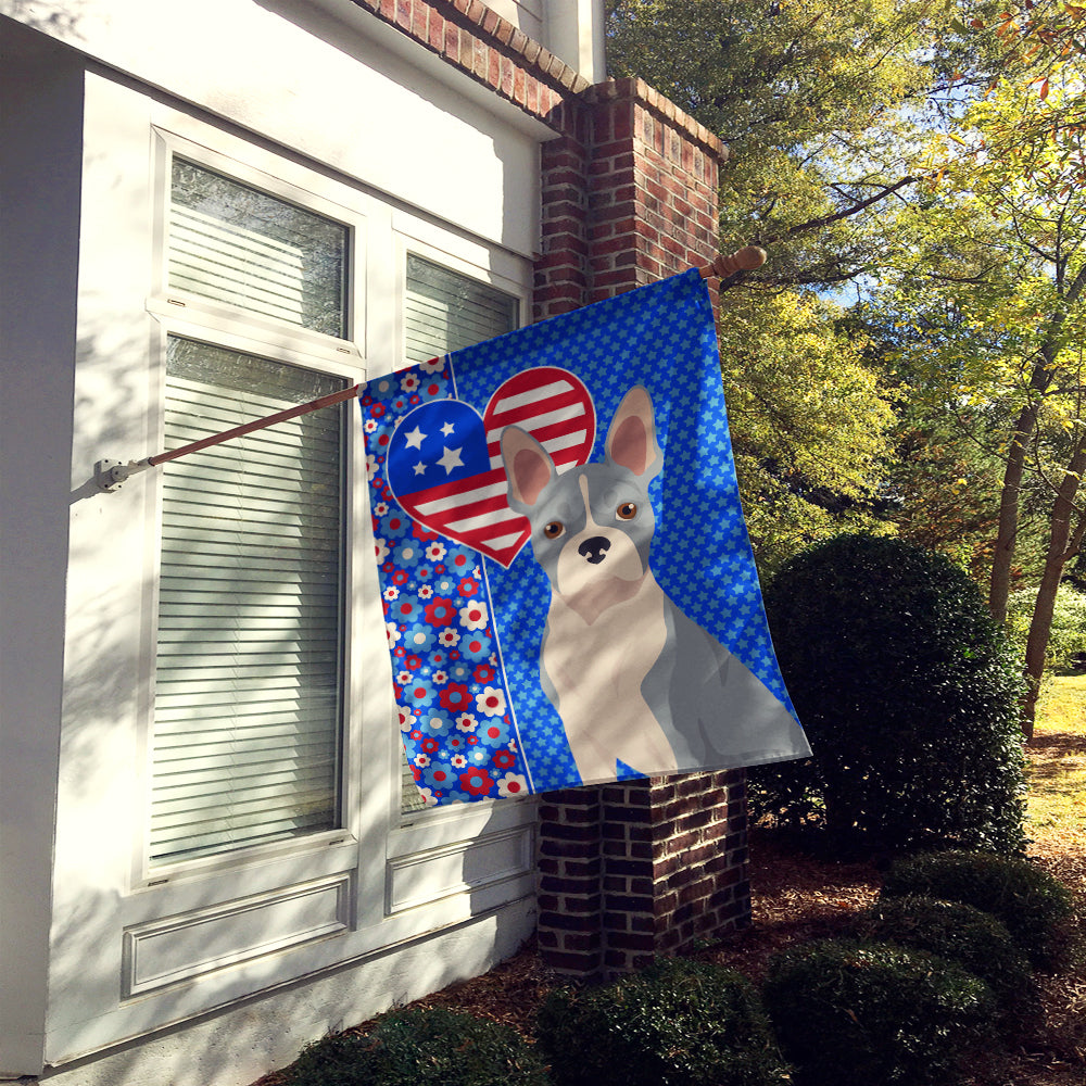 Blue Boston Terrier USA American House Flag