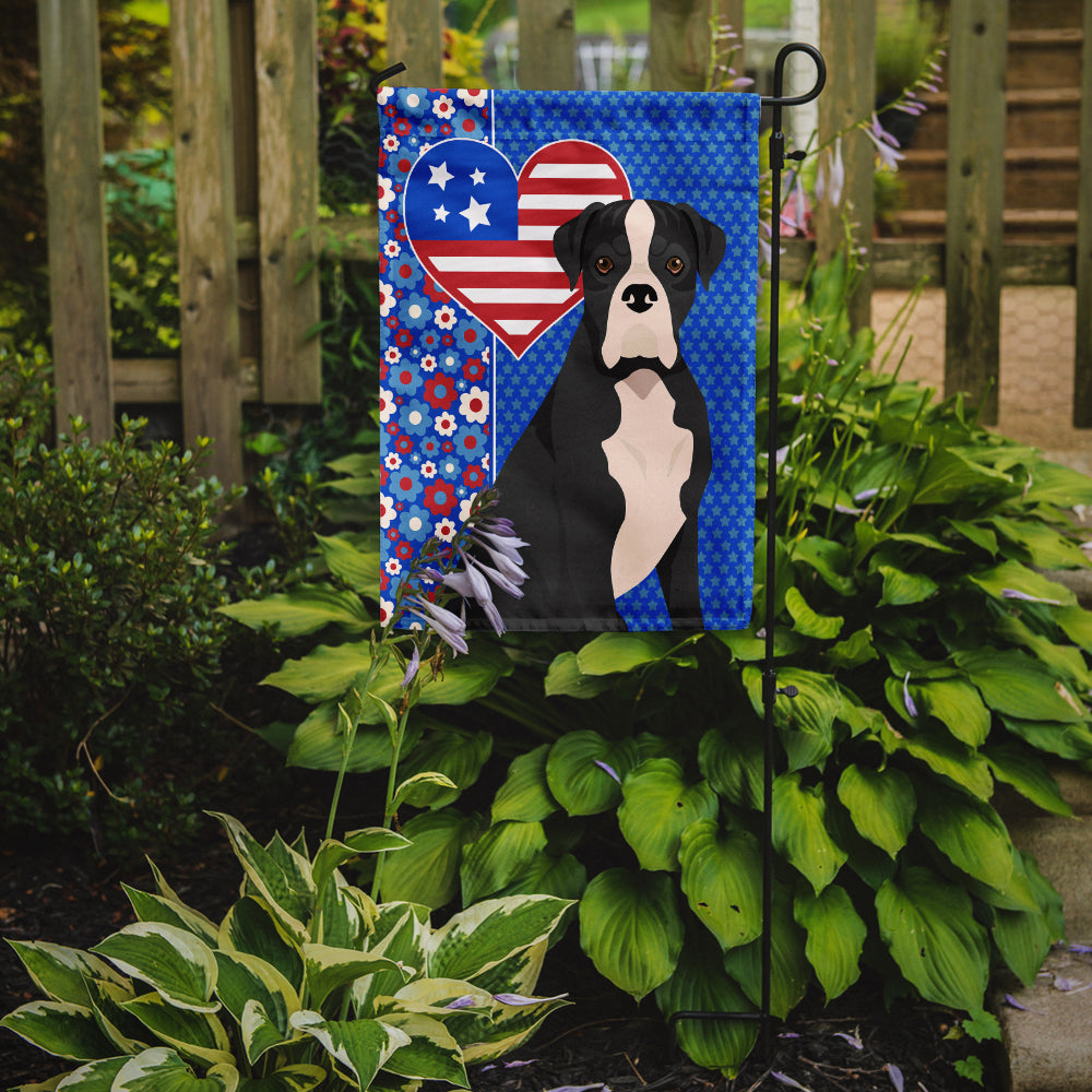 Natural Eared Black Boxer USA American Garden Flag