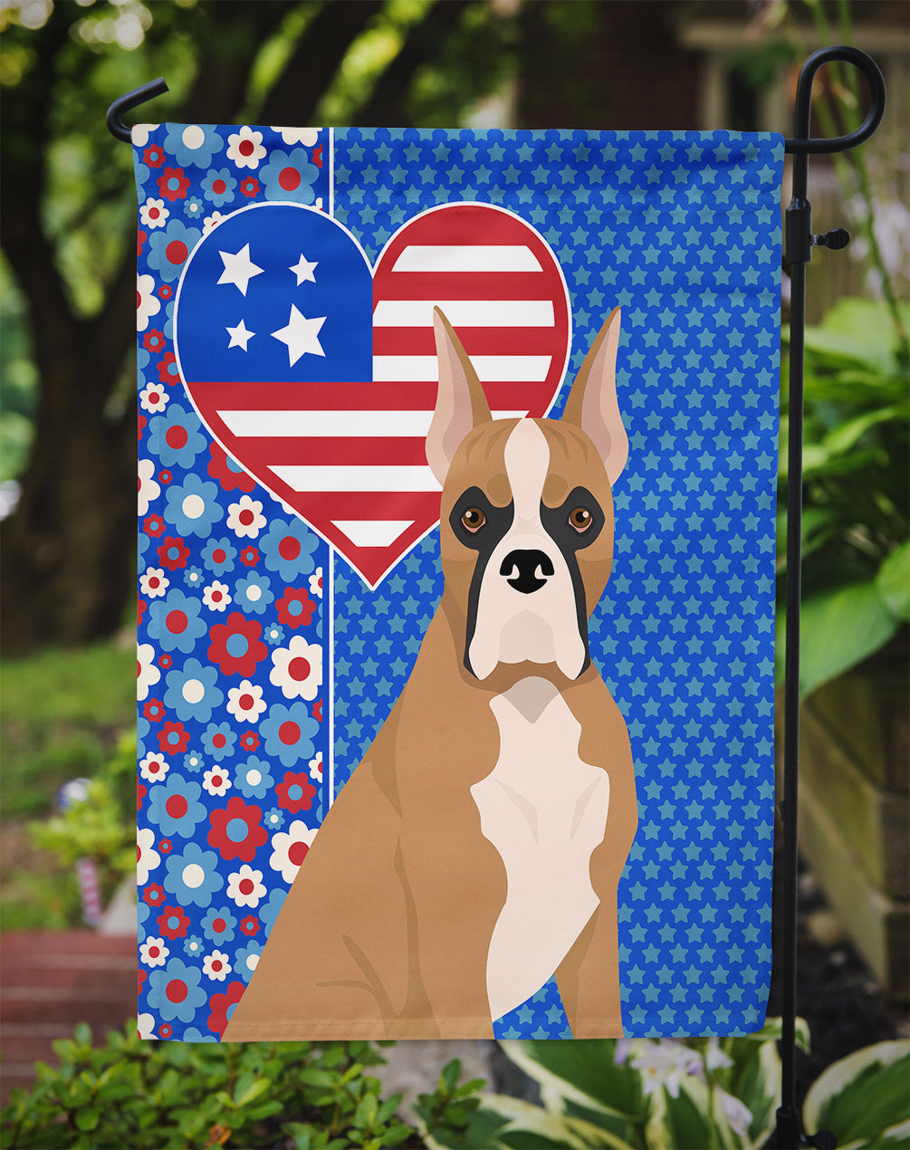 Fawn Boxer USA American Garden Flag