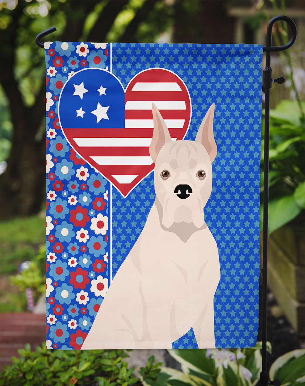 White Boxer USA American Garden Flag