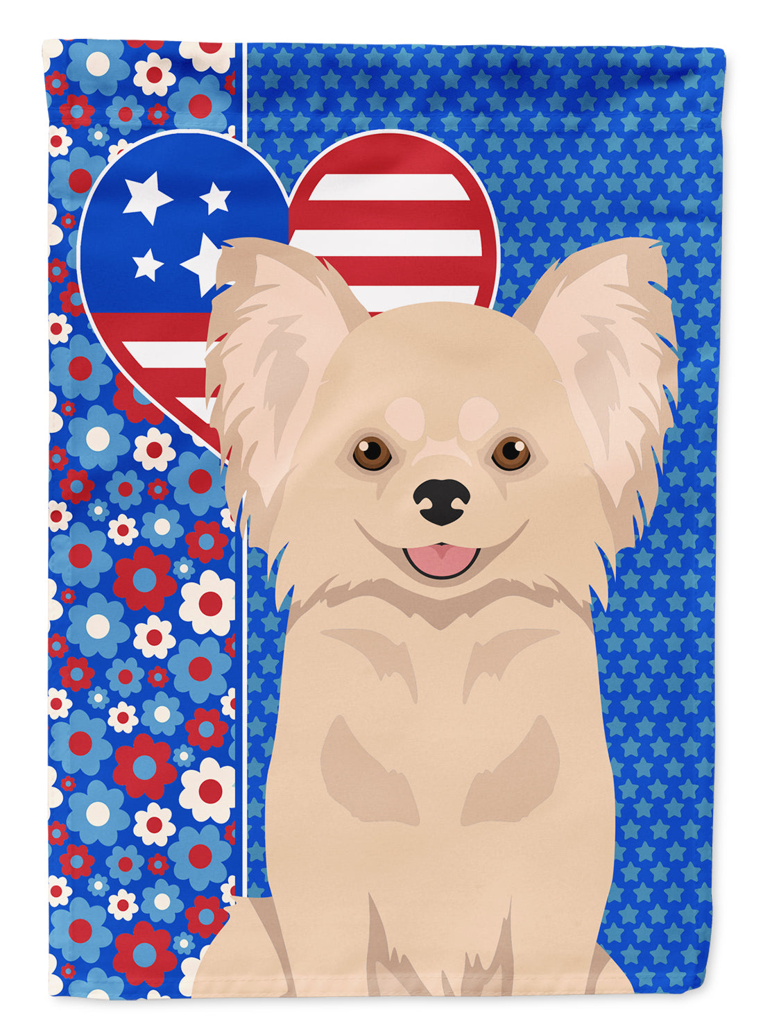 Buy this Longhaired Cream Chihuahua USA American House Flag