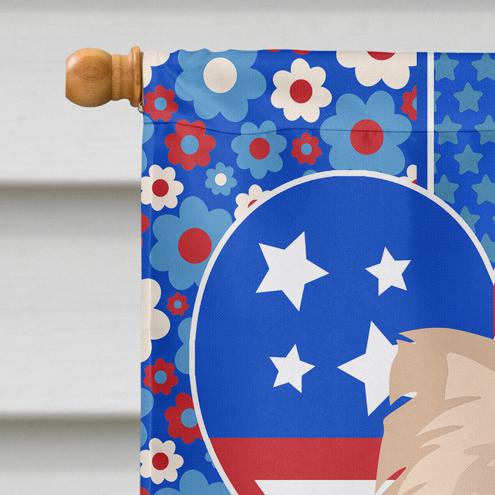 Longhaired Cream Chihuahua USA American House Flag