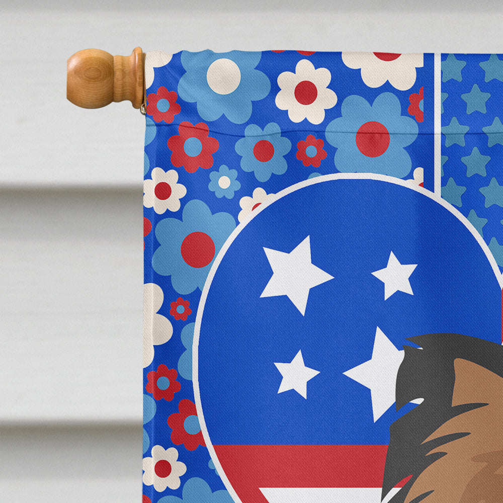 Longhaired Black and Tan Chihuahua USA American House Flag