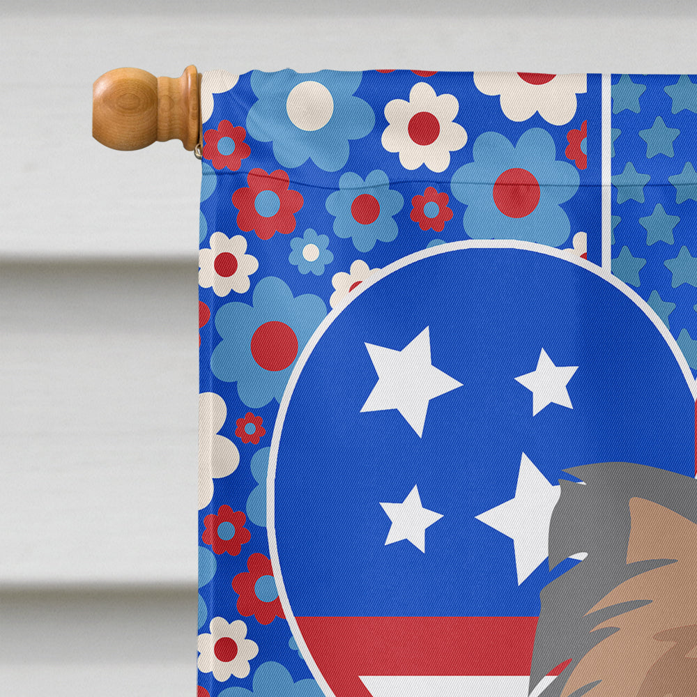 Longhaired Blue and Tan Chihuahua USA American House Flag