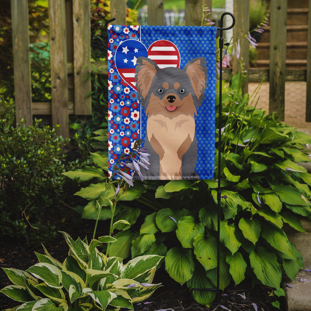 Longhaired Blue and Tan Chihuahua USA American Garden Flag