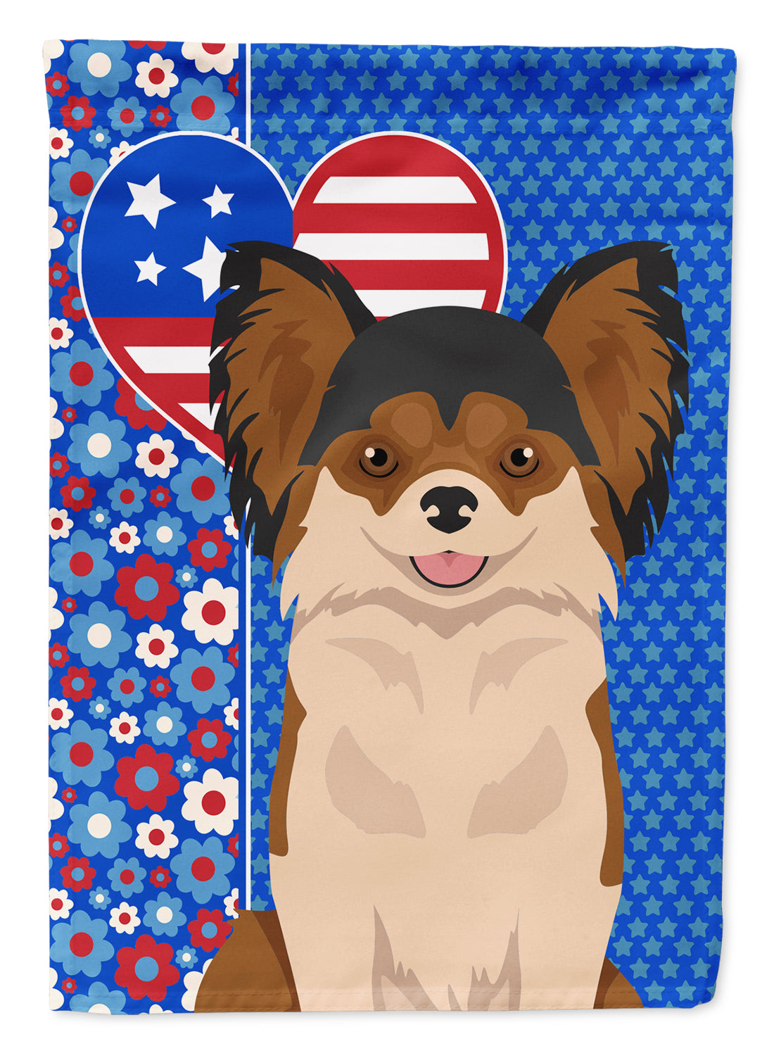 Buy this Longhaired Black and Red Chihuahua USA American House Flag