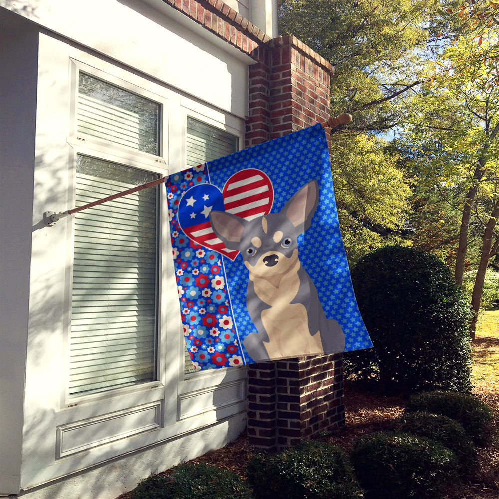 Blue and White Chihuahua USA American House Flag