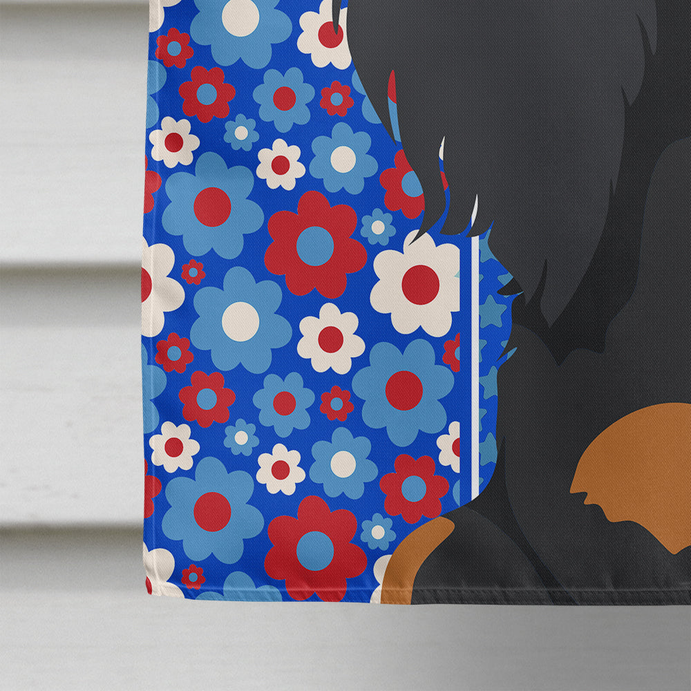 Longhair Black and Tan Dachshund USA American House Flag