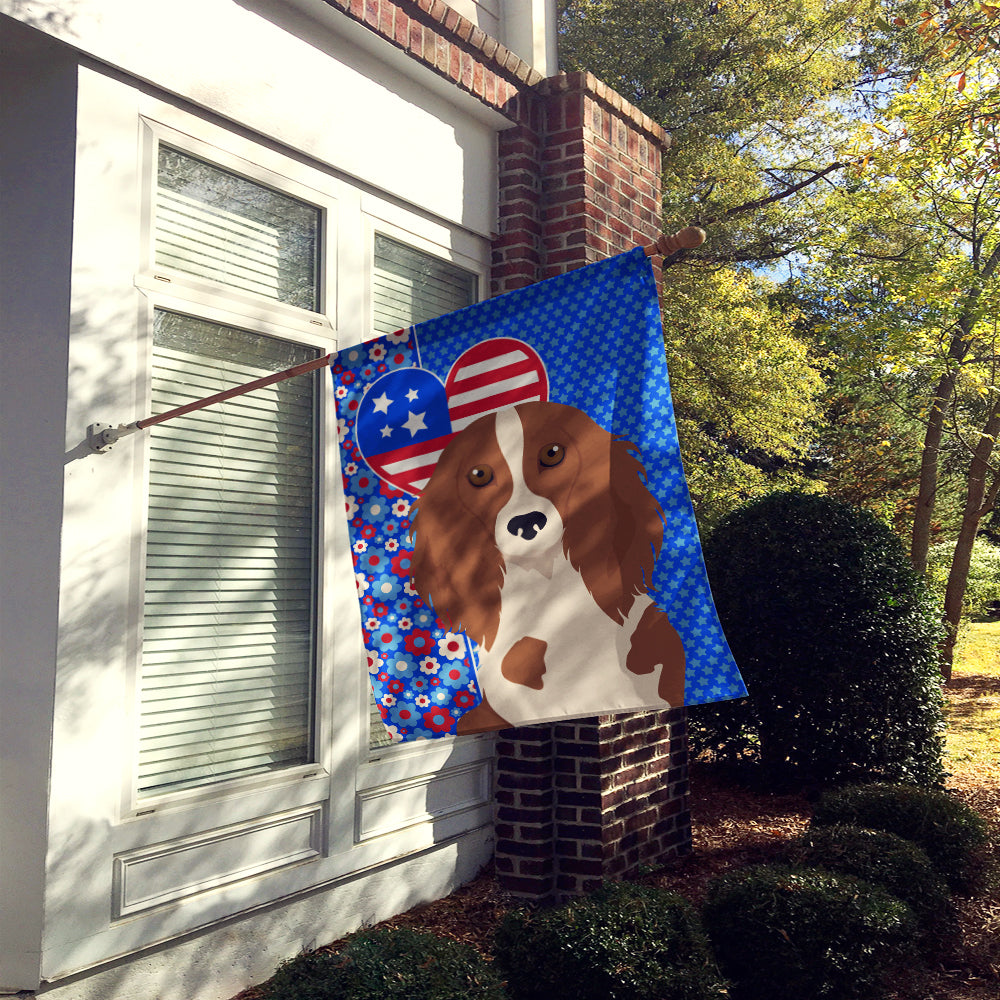 Longhair Red Pedbald Dachshund USA American House Flag