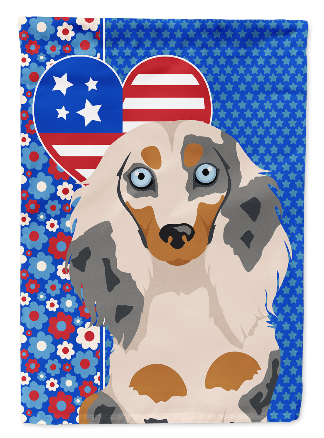 Buy this Longhair Cream Dapple Dachshund USA American Garden Flag