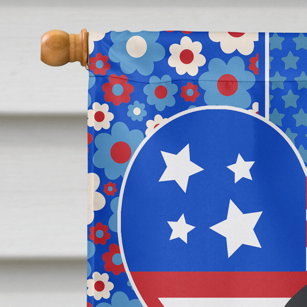 Longhair Black and Cream Dachshund USA American House Flag