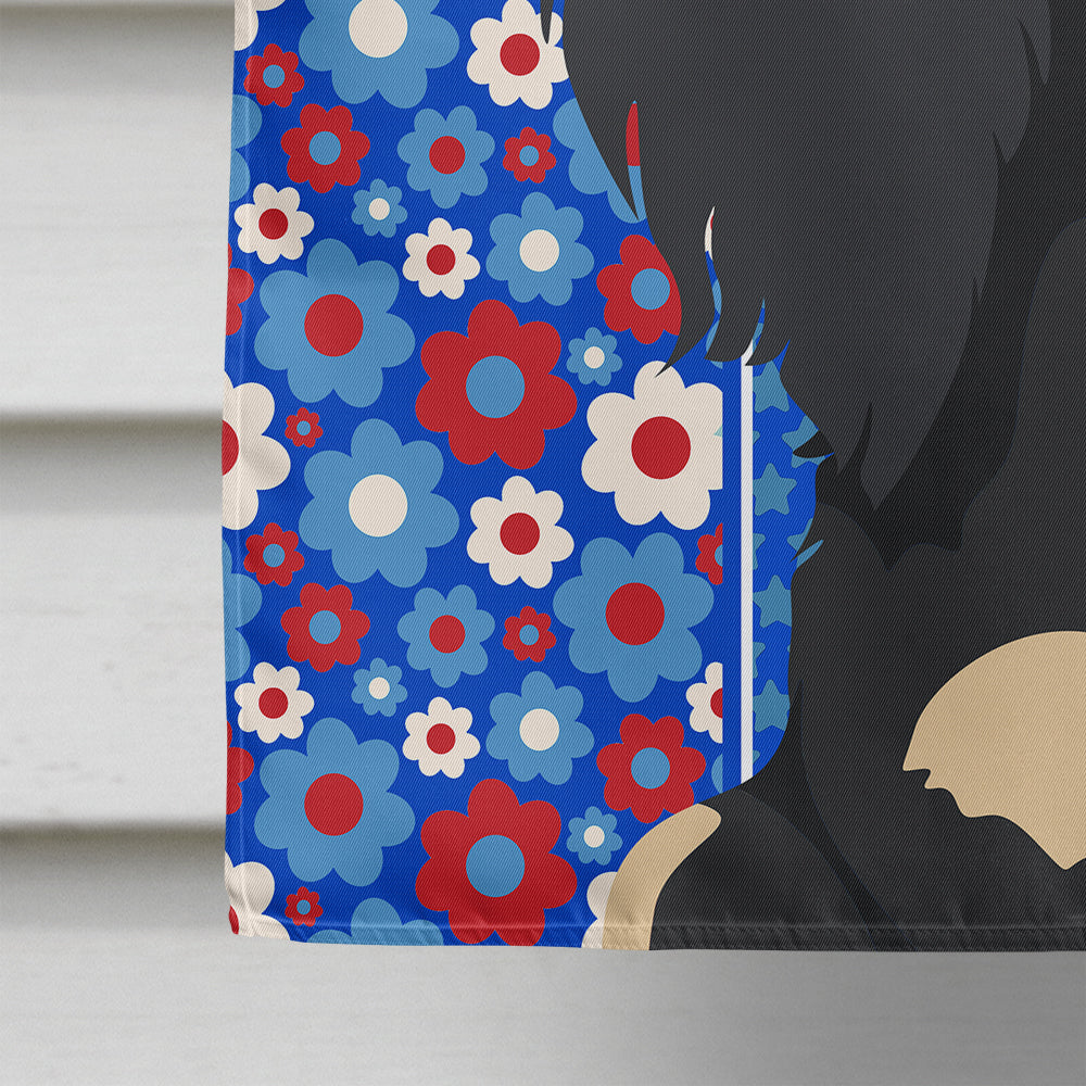 Longhair Black and Cream Dachshund USA American House Flag