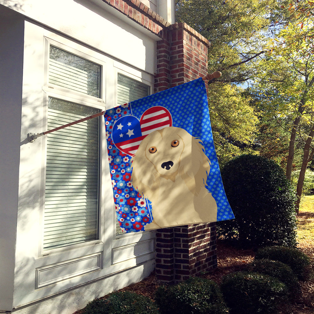 Longhair Cream Dachshund USA American House Flag