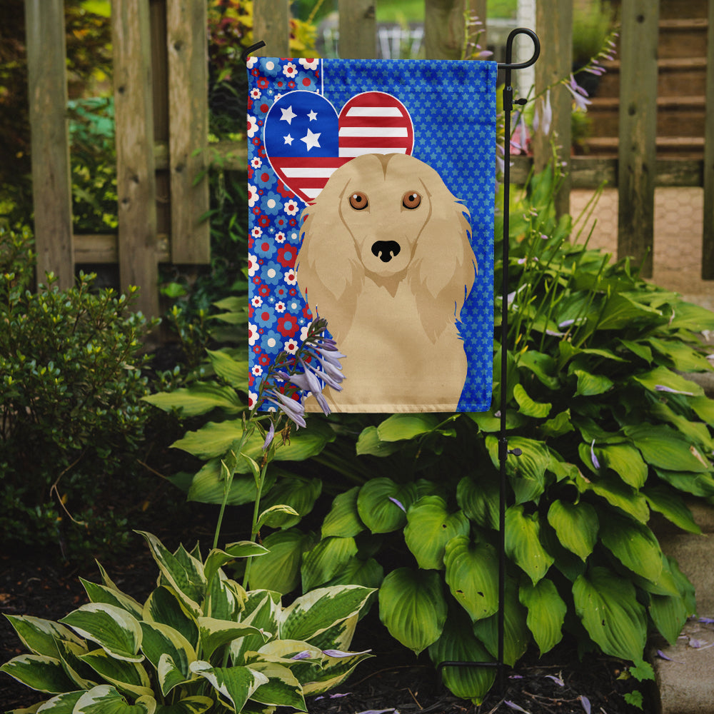 Longhair Cream Dachshund USA American Garden Flag