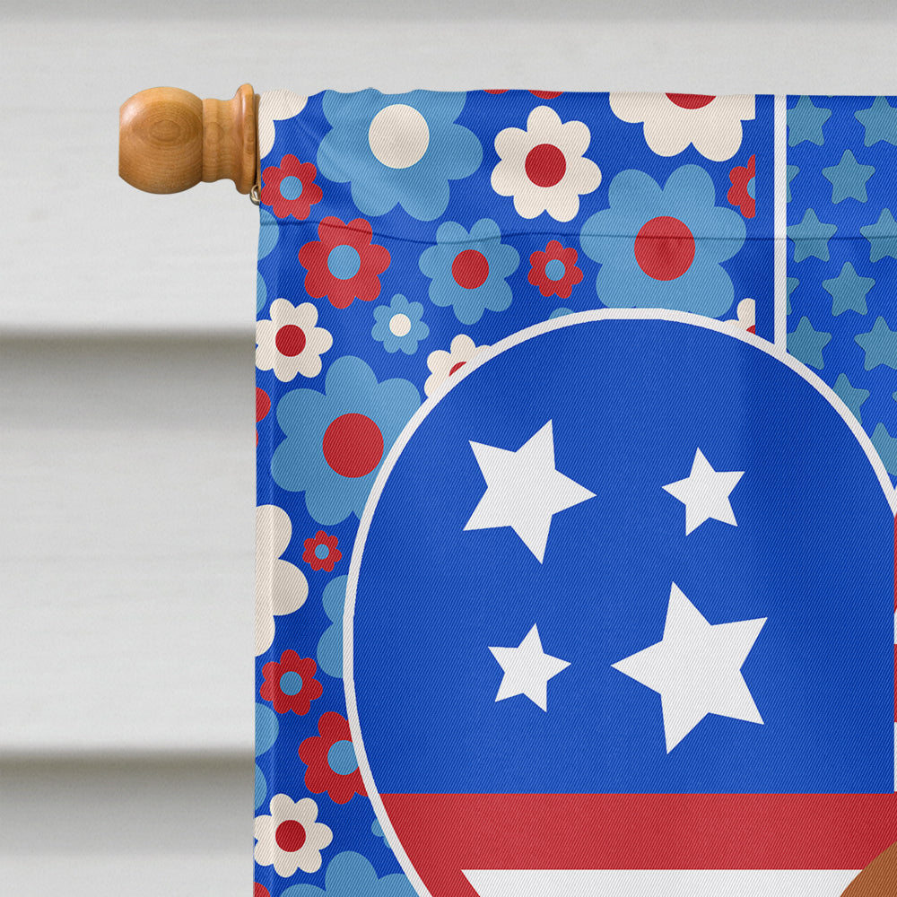Longhair Red Dachshund USA American House Flag