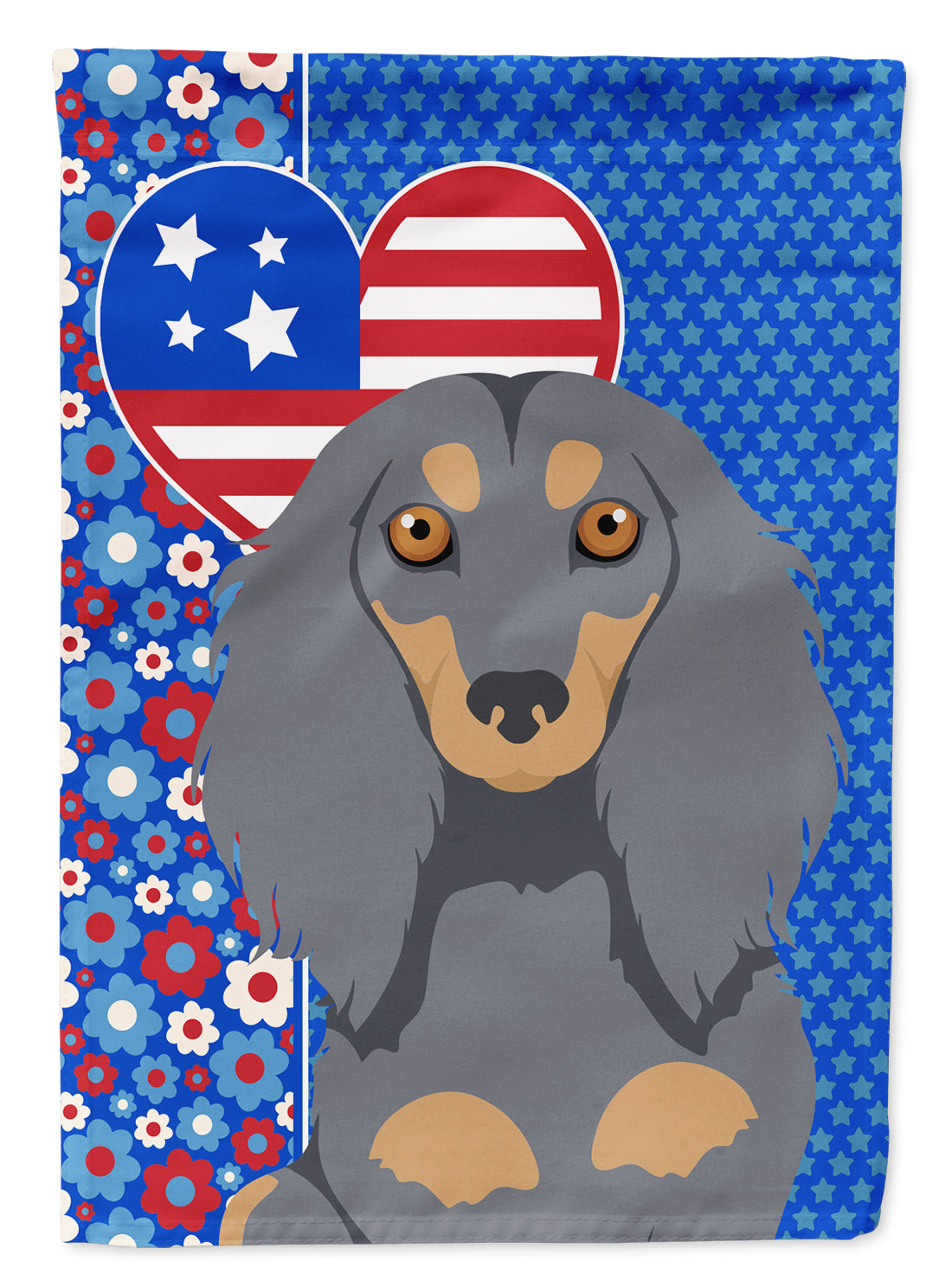 Buy this Longhair Blue and Tan Dachshund USA American Garden Flag