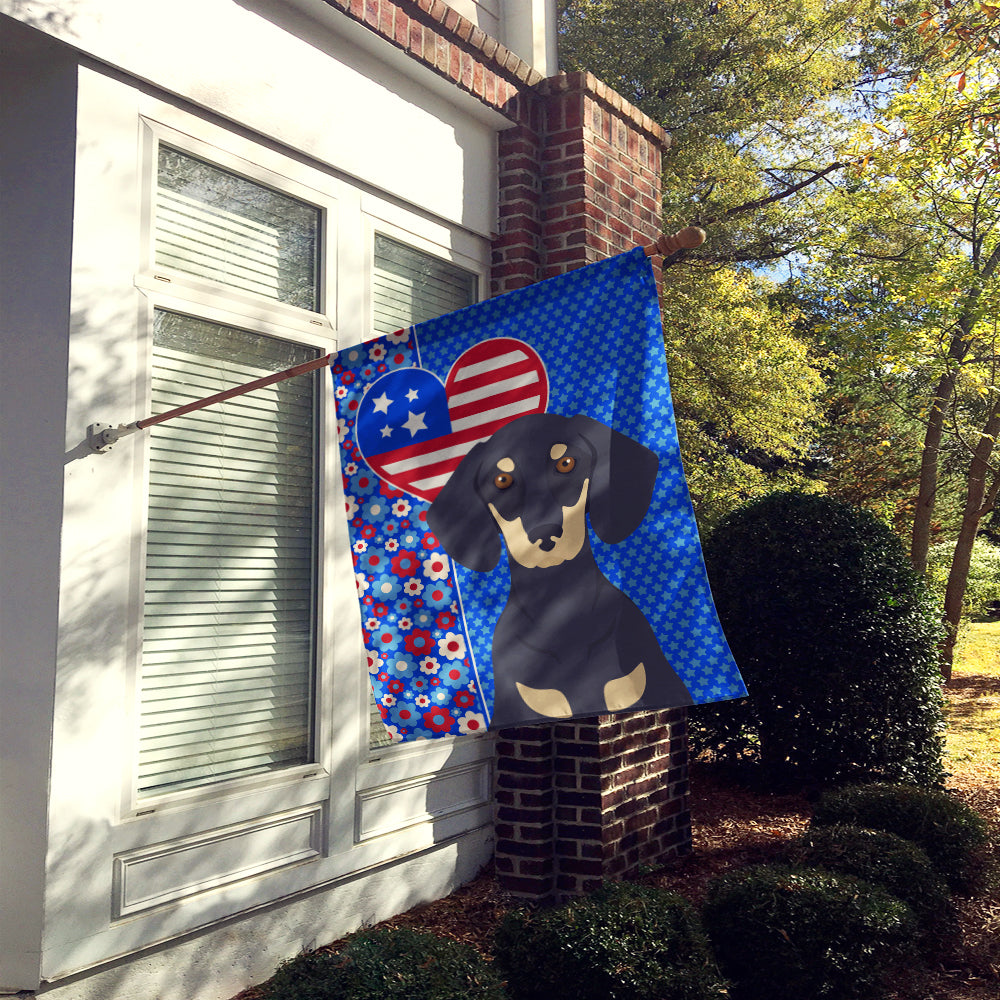 Black and Cream Dachshund USA American House Flag