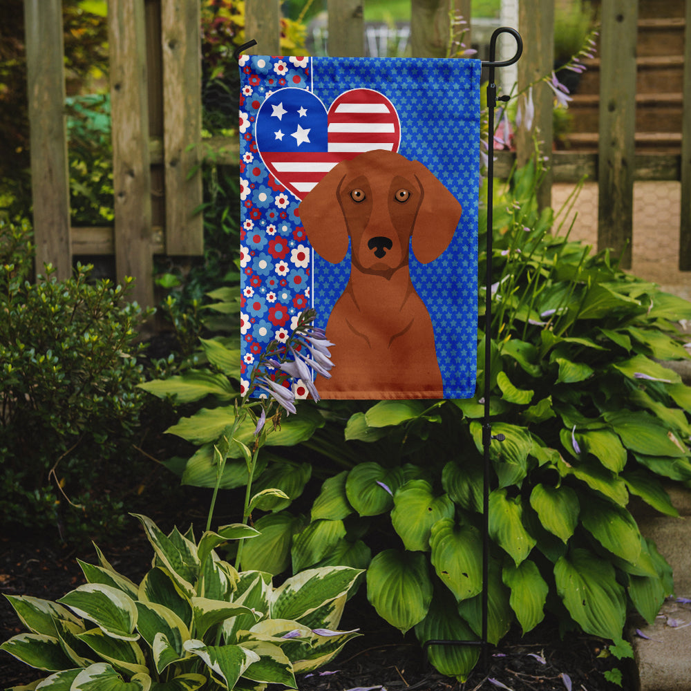 Red Dachshund USA American Garden Flag