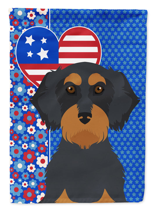 Buy this Wirehair Black and Tan Dachshund USA American Garden Flag