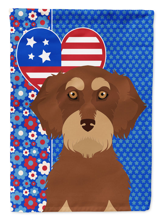 Buy this Wirehair Red and Tan Dachshund USA American Garden Flag