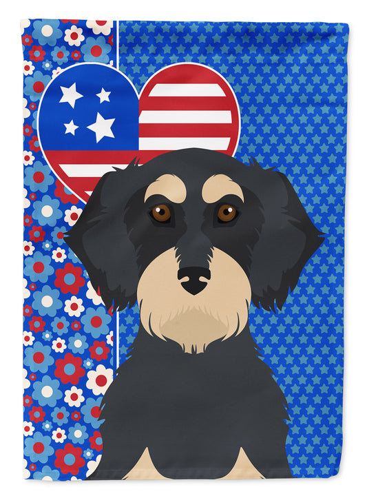 Buy this Wirehair Black and Cream Dachshund USA American Garden Flag