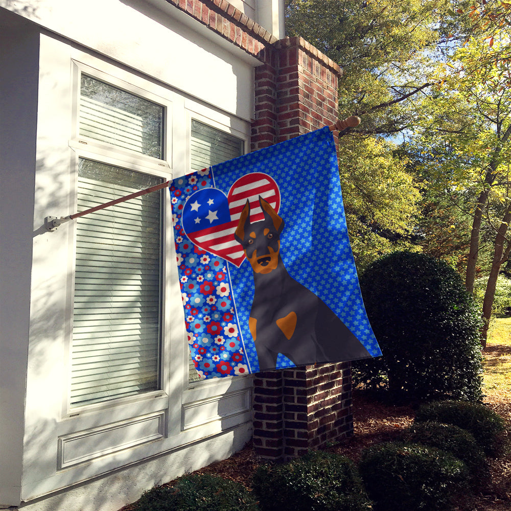 Black and Tan Doberman Pinscher USA American House Flag