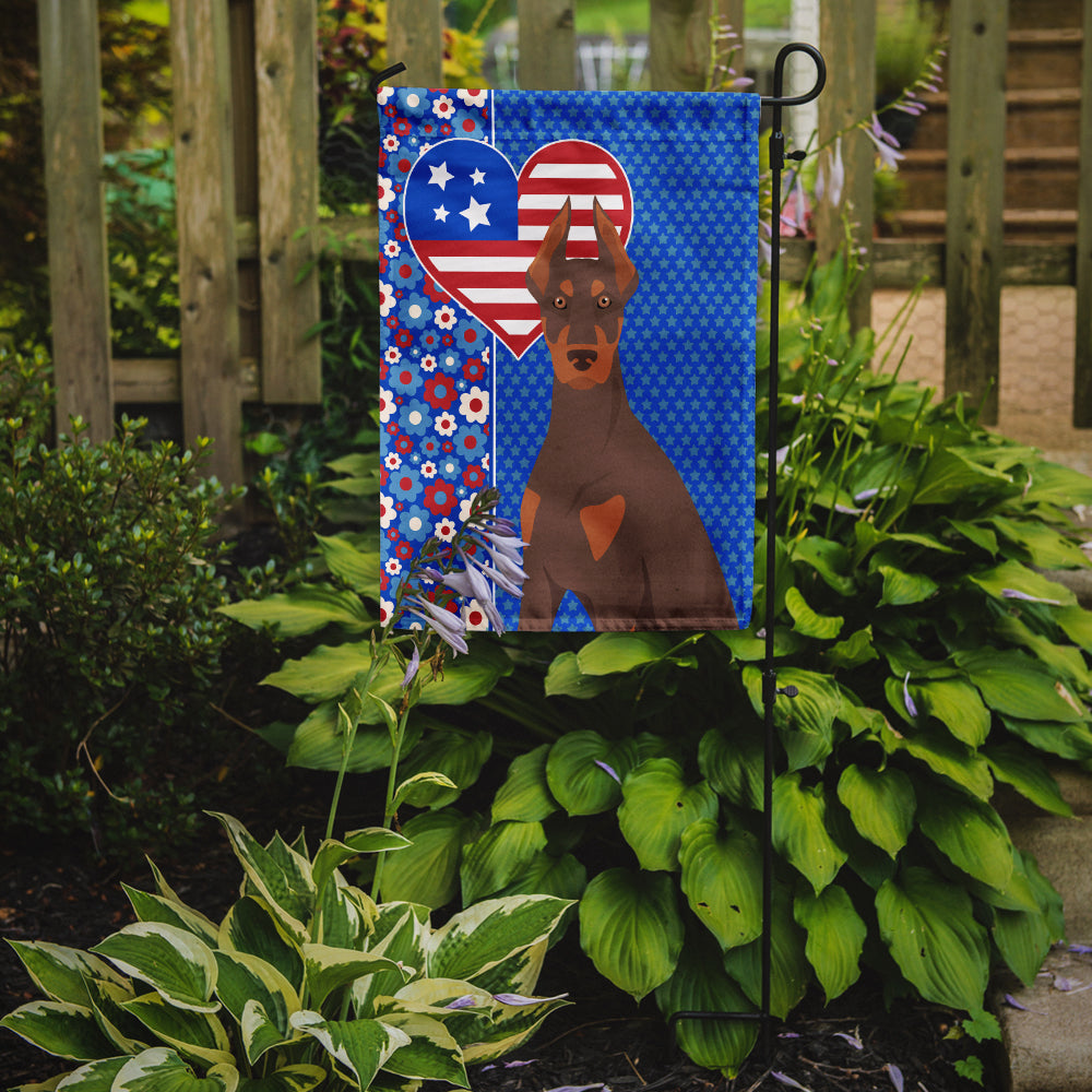 Red and Tan Doberman Pinscher USA American Garden Flag