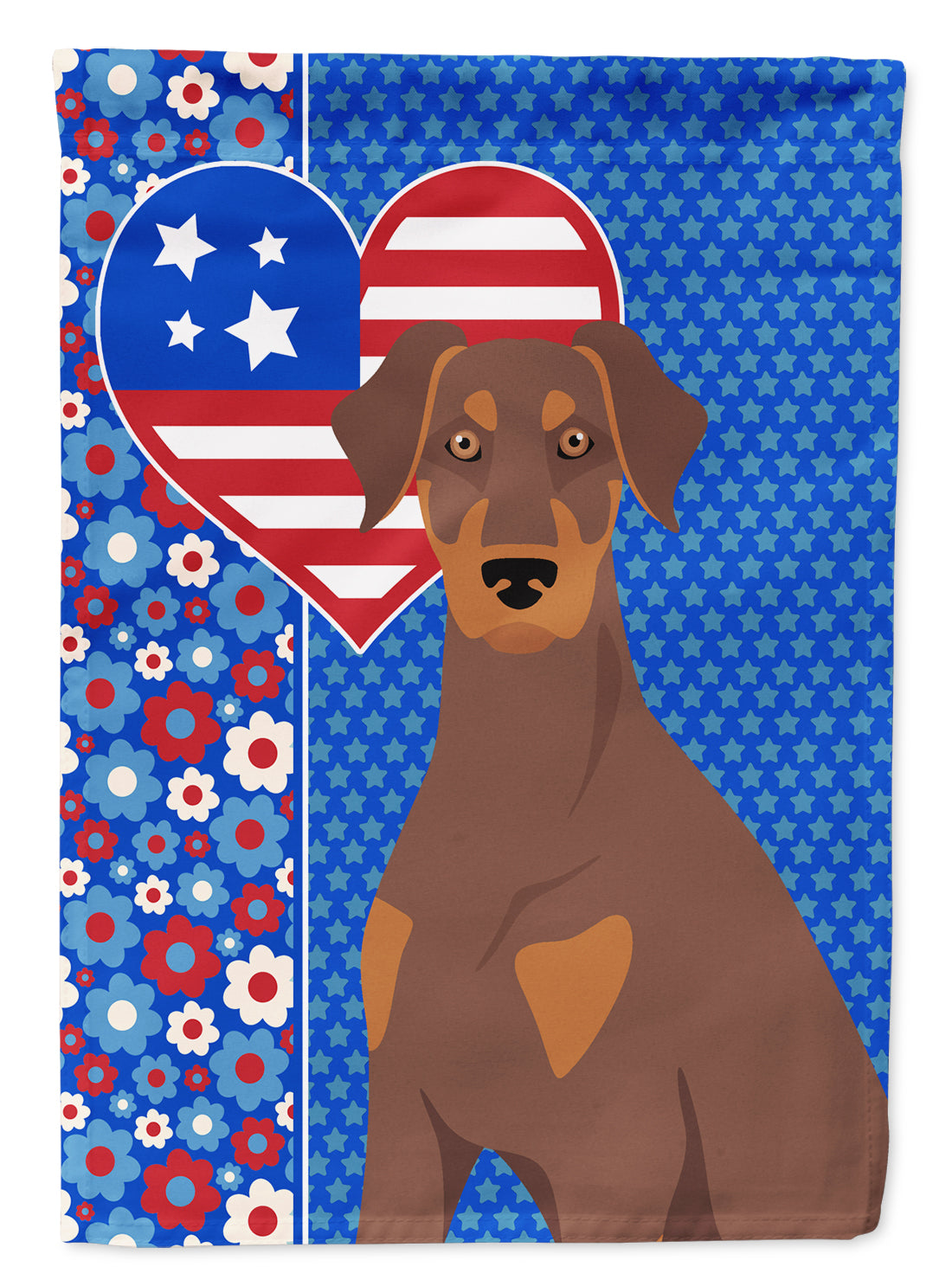 Buy this Natural Ear Red and Tan Doberman Pinscher USA American House Flag