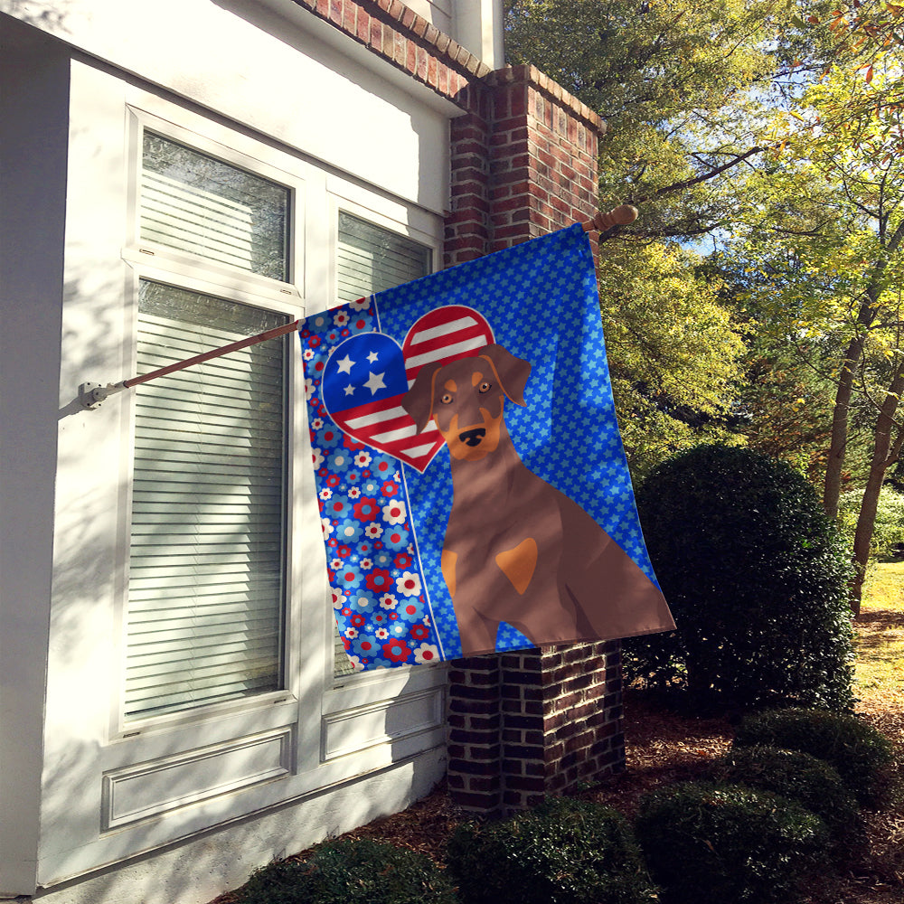 Natural Ear Red and Tan Doberman Pinscher USA American House Flag