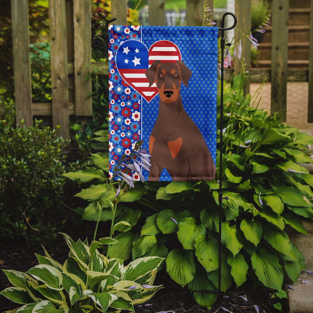 Natural Ear Red and Tan Doberman Pinscher USA American Garden Flag