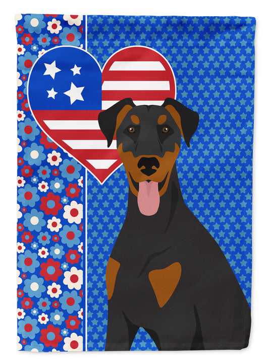 Buy this Natural Ear Black and Tan Doberman Pinscher USA American House Flag