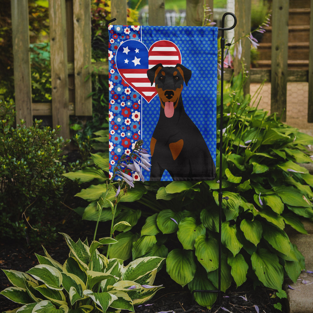 Natural Ear Black and Tan Doberman Pinscher USA American Garden Flag