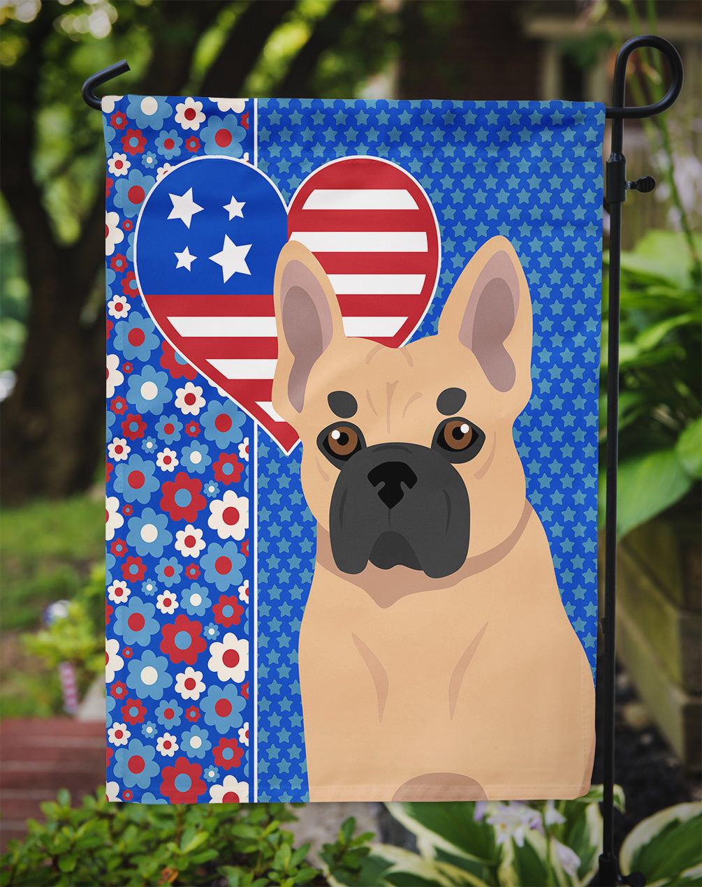 Fawn French Bulldog USA American Garden Flag