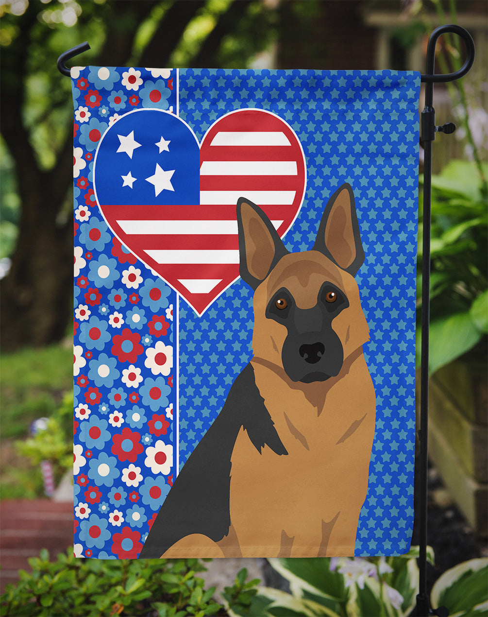 Black and Tan German Shepherd USA American Garden Flag