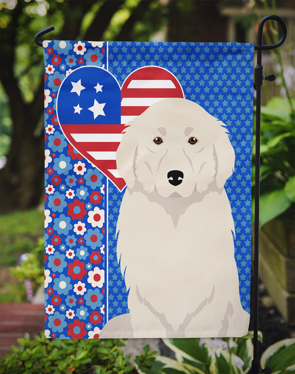 Great Pyrenees USA American Garden Flag