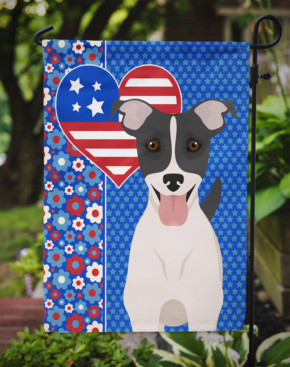 Black White Smooth Jack Russell Terrier USA American Garden Flag