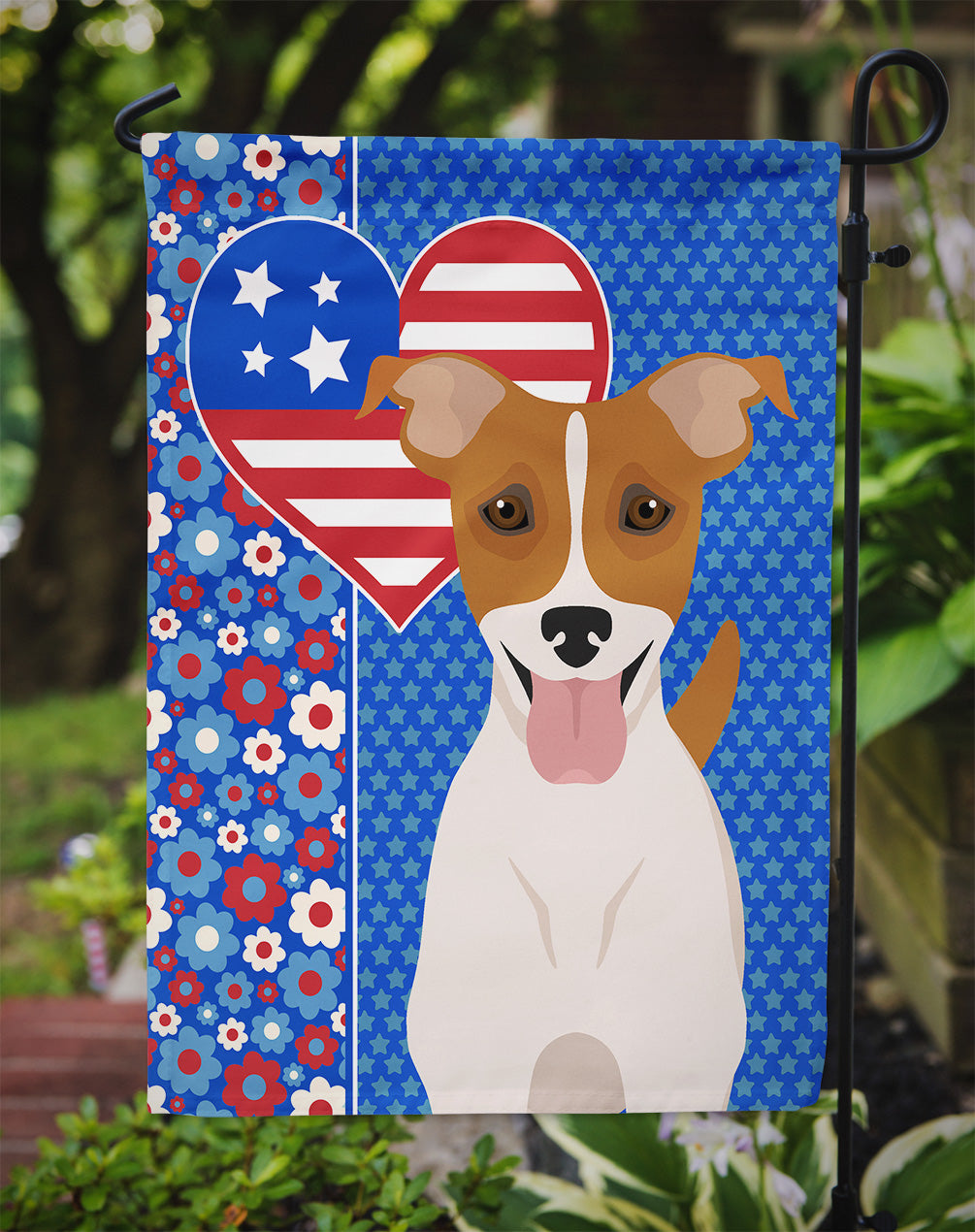 Brown White Smooth Jack Russell Terrier USA American Garden Flag