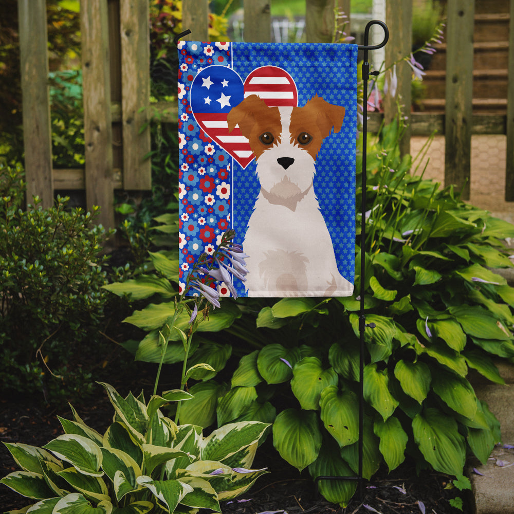 Brown White Wirehair Jack Russell Terrier USA American Garden Flag