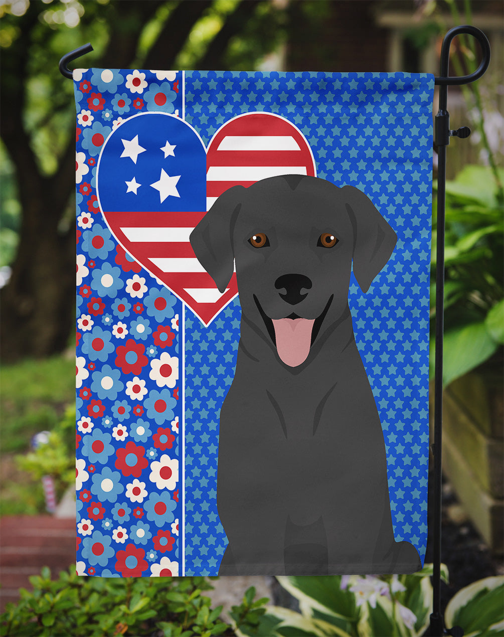 Black Labrador Retriever USA American Garden Flag