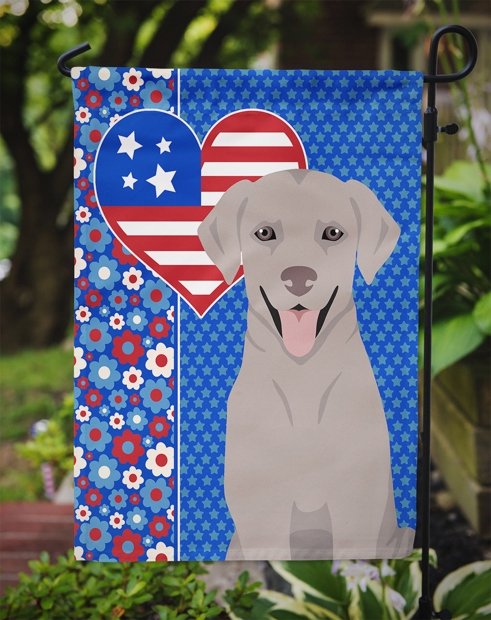 Gray Labrador Retriever USA American Garden Flag