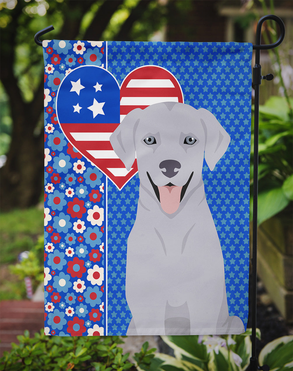 Silver Labrador Retriever USA American Garden Flag