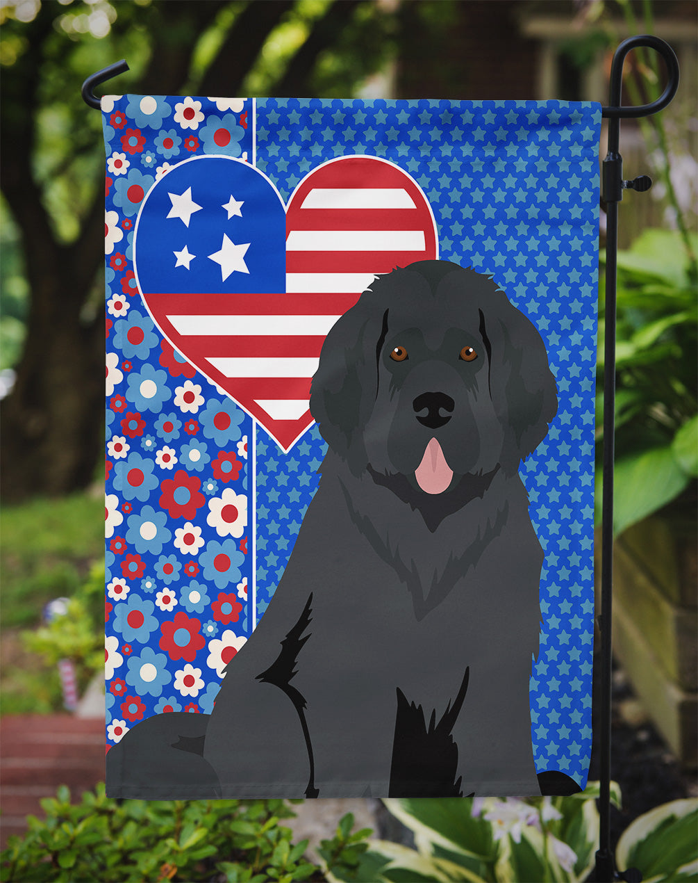 Black Newfoundland USA American Garden Flag