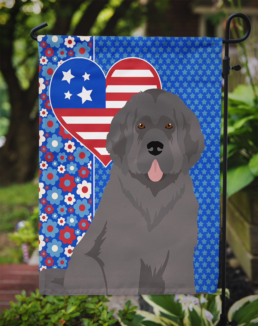 Grey Newfoundland USA American Garden Flag